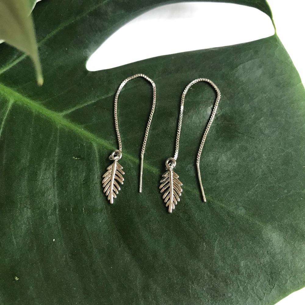 SS Leaf Slide Earrings